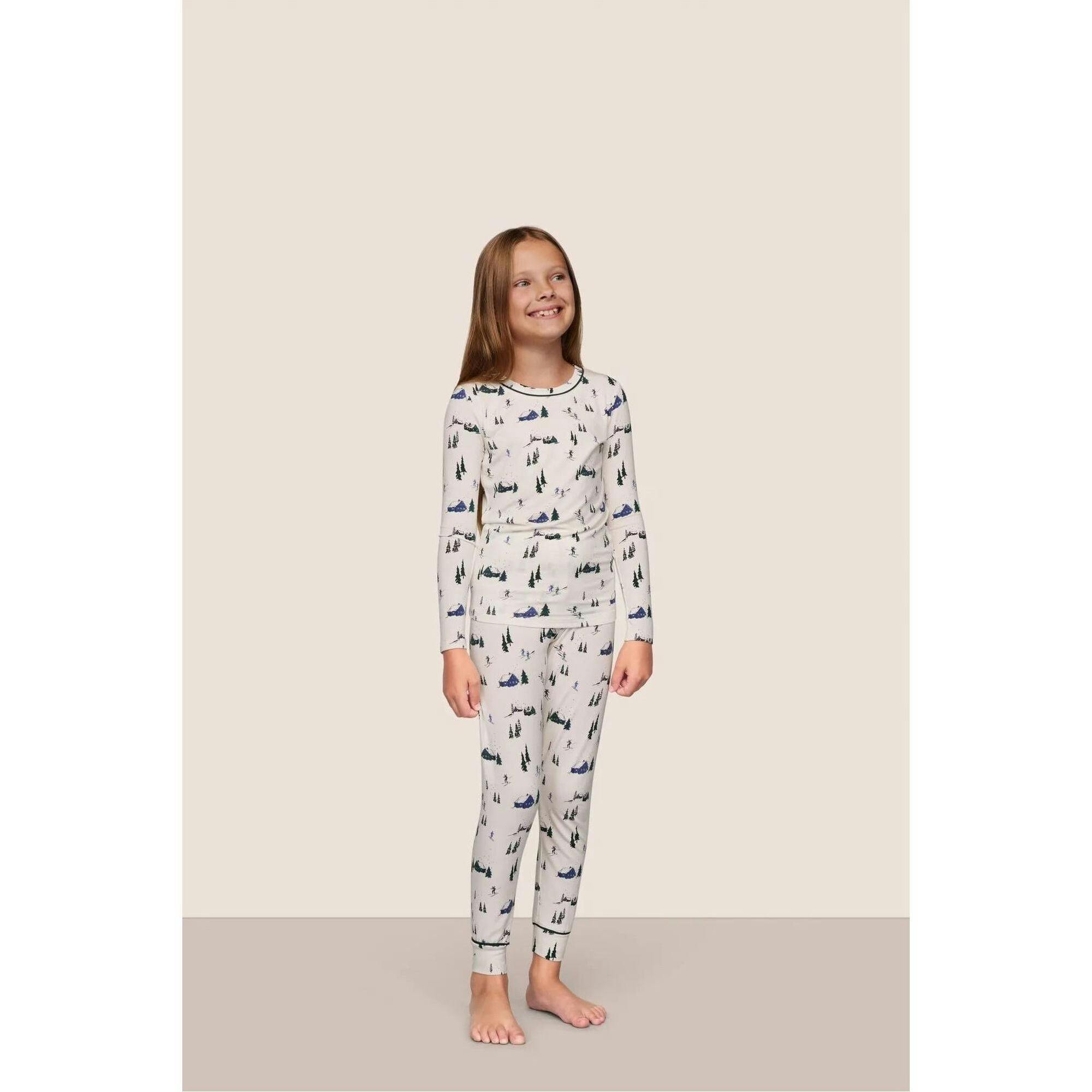 Kids Printed TENCEL Modal Unisex Long PJ Set, White
