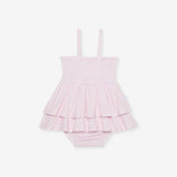 Caroline Dot Smocked Tiered Bodysuit Dress