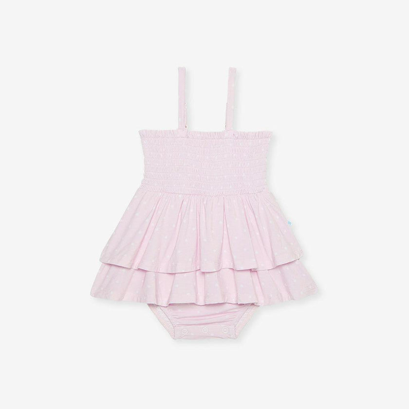 Caroline Dot Smocked Tiered Bodysuit Dress