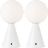 Macie 11.75" Modern Minimalist Globe Rechargeable/Cordless Dimmable Integrated LED Table Lamp with Touch Sensor Set 2