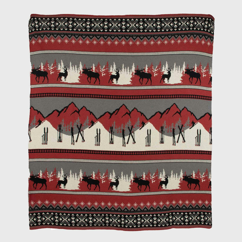 Cotton Sustainable Knit Throw Blanket | Mountain Fair Isle