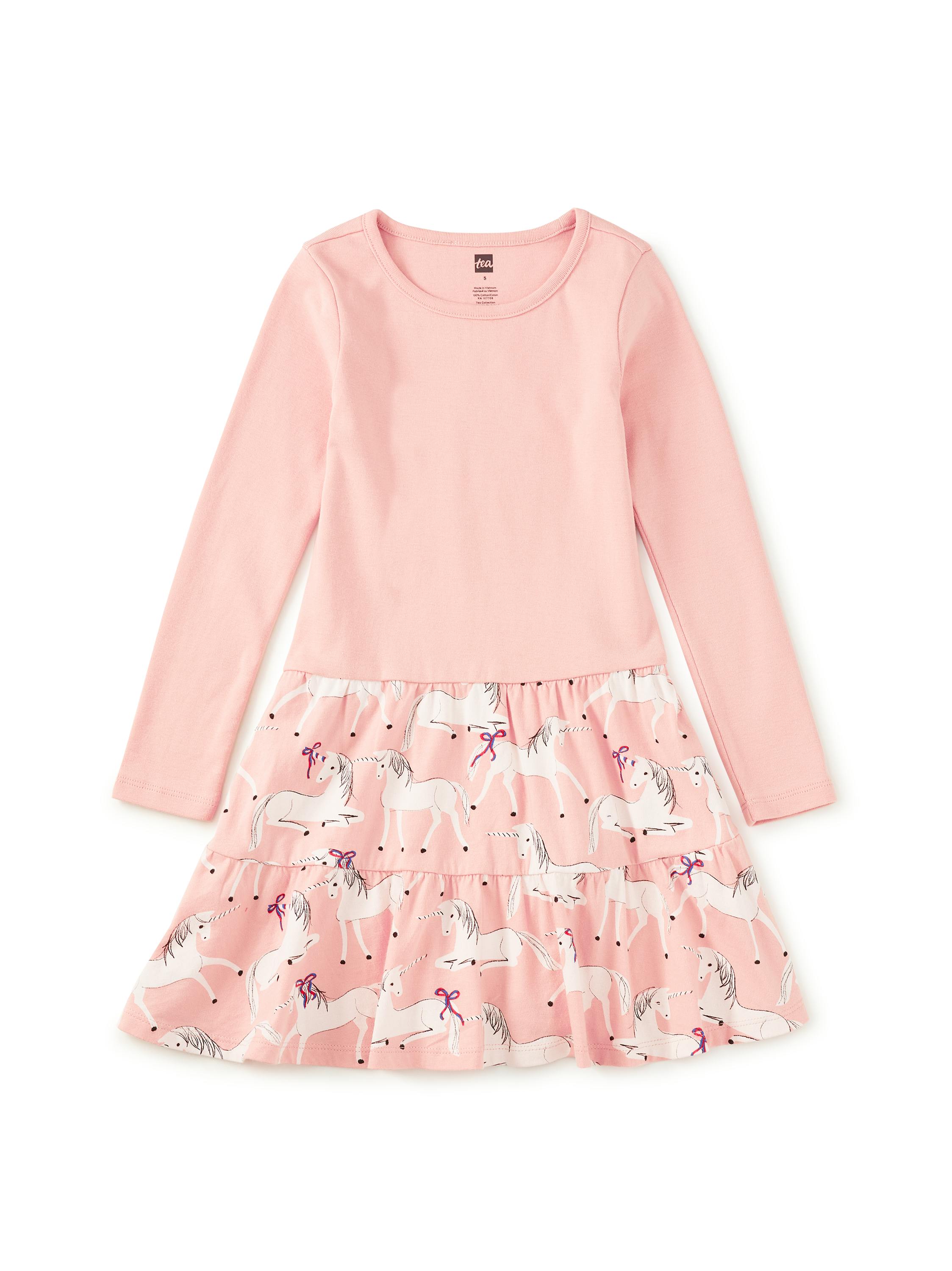 Tiered Skirted Twirl Dress, Royal Meadow Unicorns