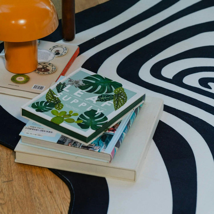 Black and White Vertigo Irregular Area Rug