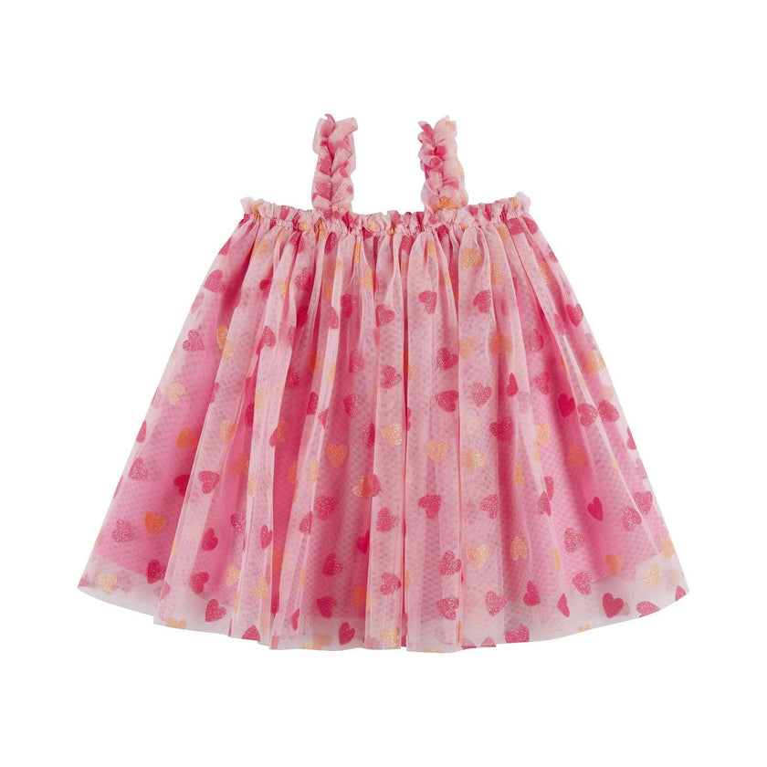 Infant (3-9 Months) Girls Tulle Dress & Bloomer Set | Glitter Hearts