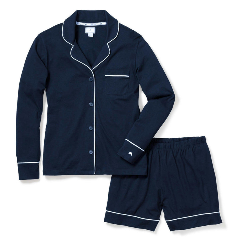 Women's Pima Long Sleeve Short Set in Navy