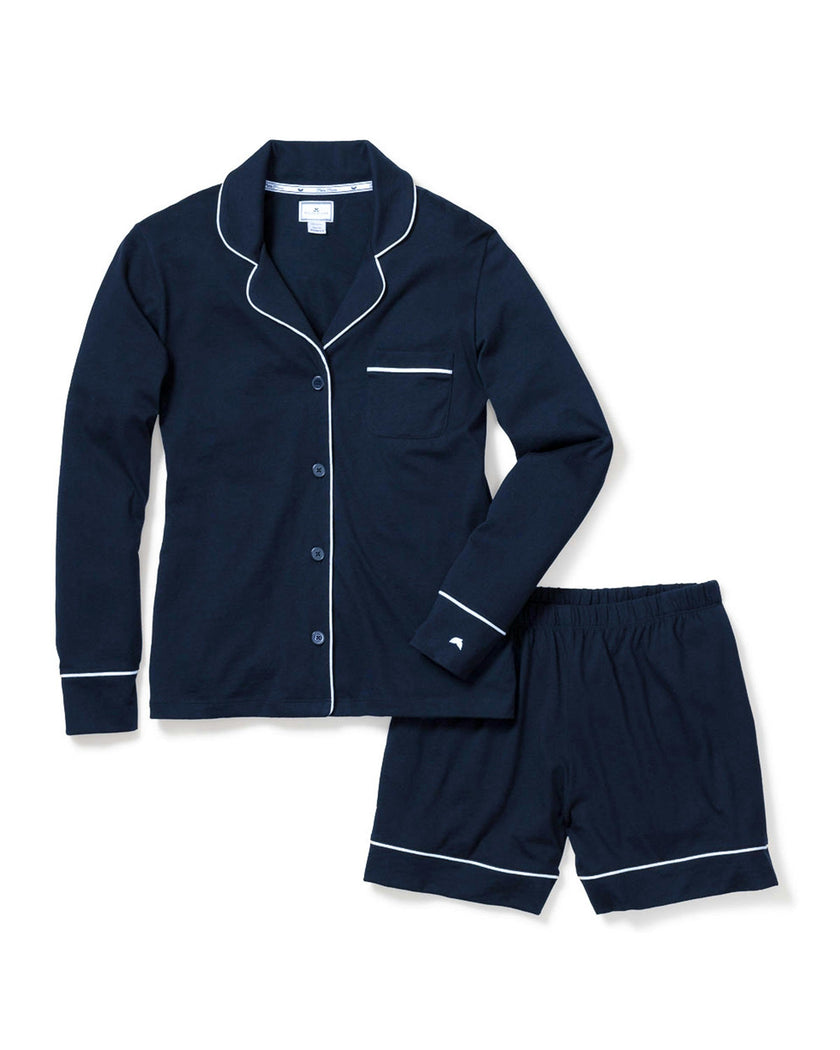 Women's Pima Long Sleeve Short Set in Navy
