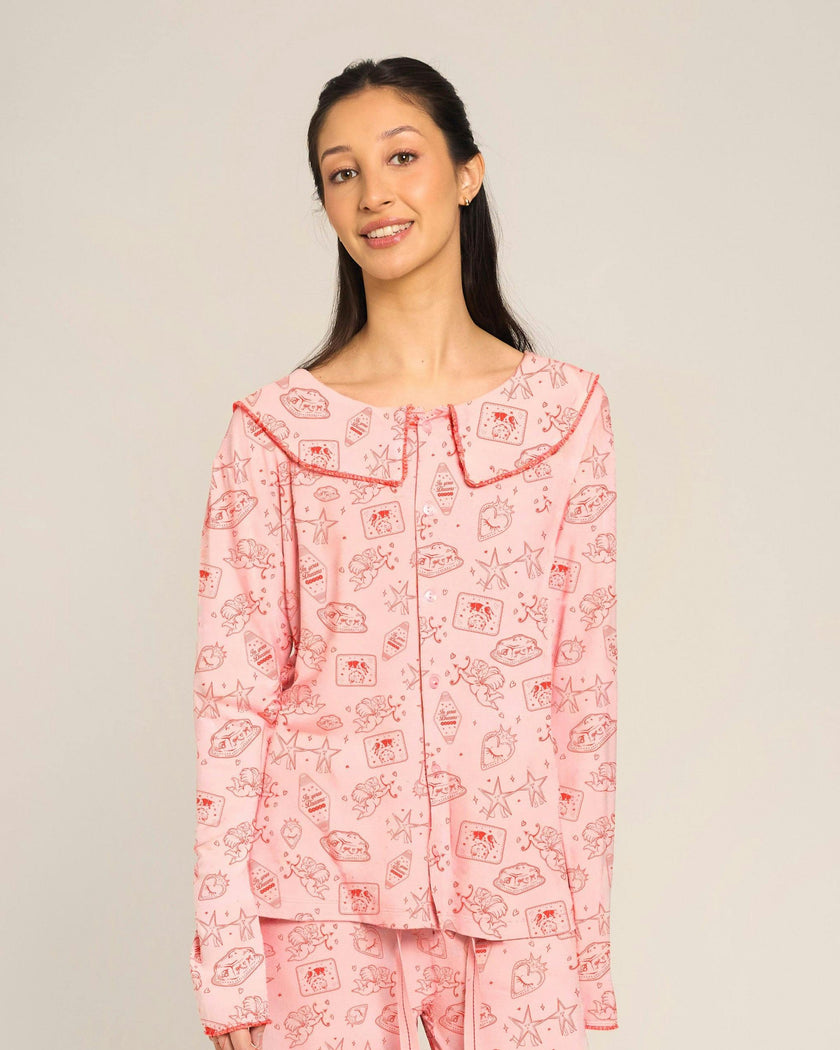 Blush Ruffle Pajama Top