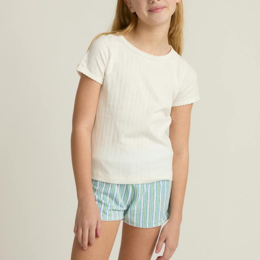 girls tamarin stripe french terry short