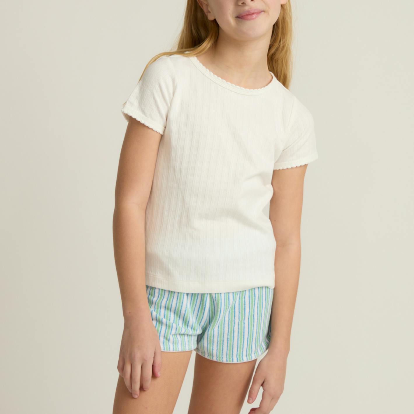 girls tamarin stripe french terry short