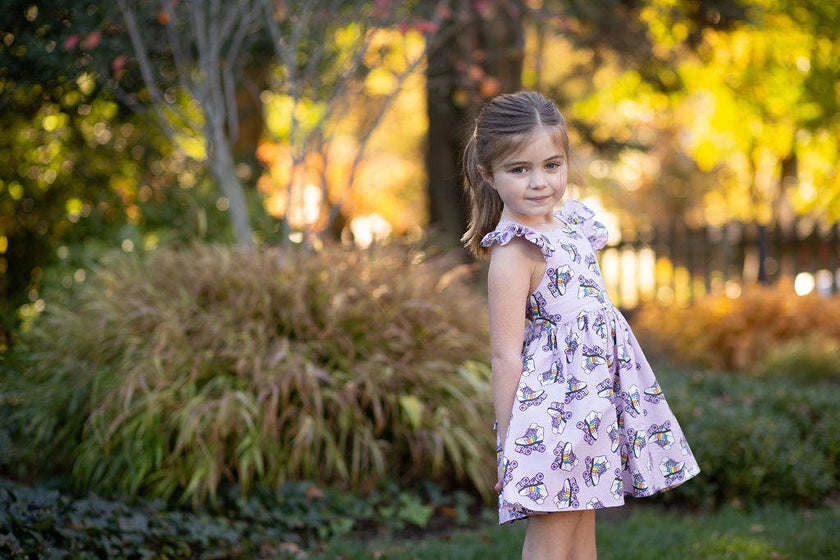 Ruffle Sleeve Dress in Roller Skates