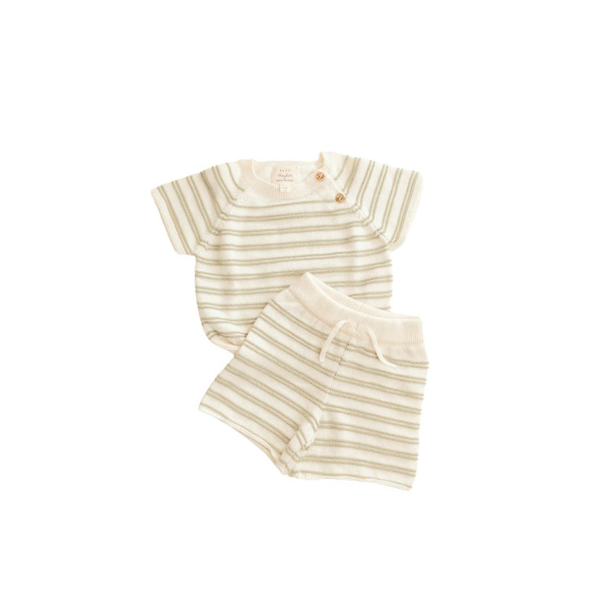 Organic Cotton Stripe Short Set, Stripes