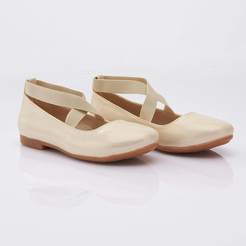 Gold Satin Ballerina Flats
