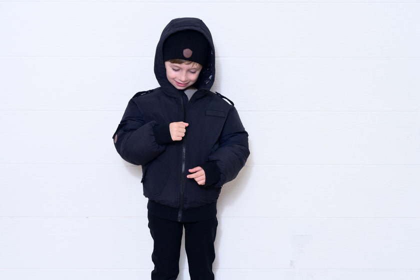 Boys Bomber with pocket details - Black