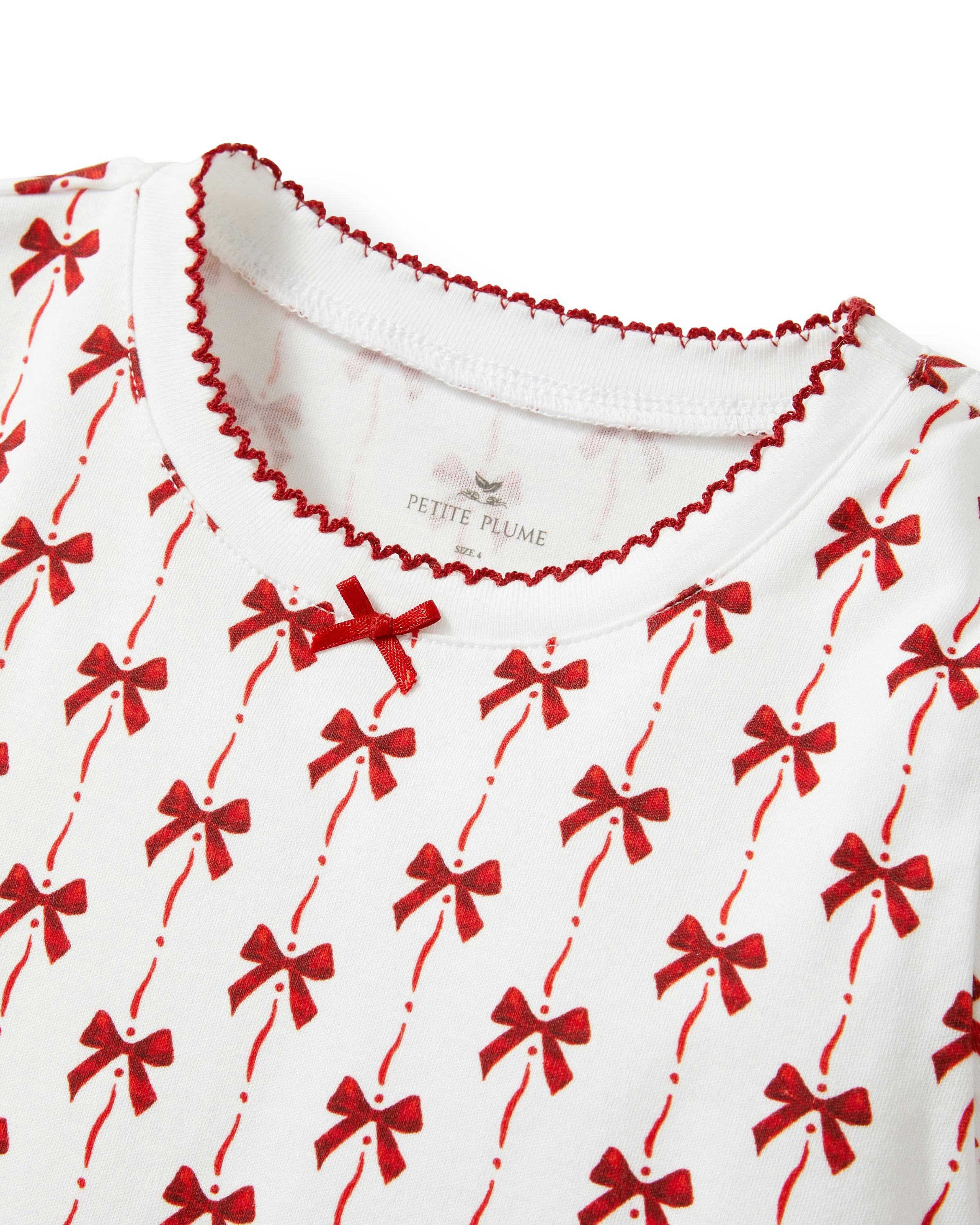 Kid's Pima Snug Fit Pajama Set in Blissful Bows
