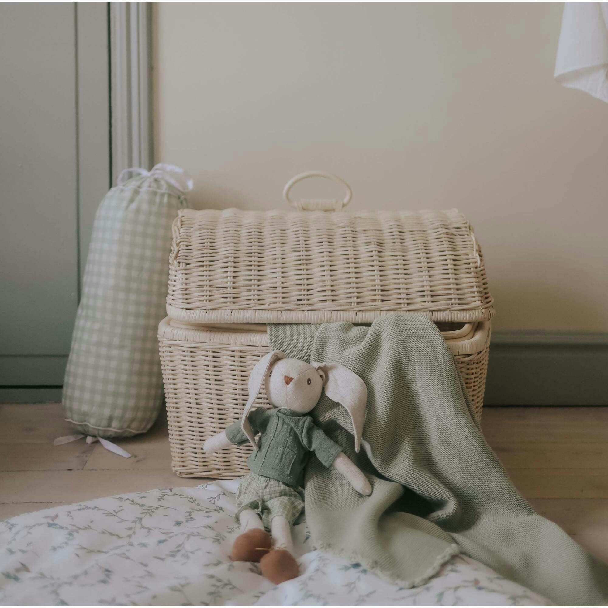 Cotton Knit Blanket, Green