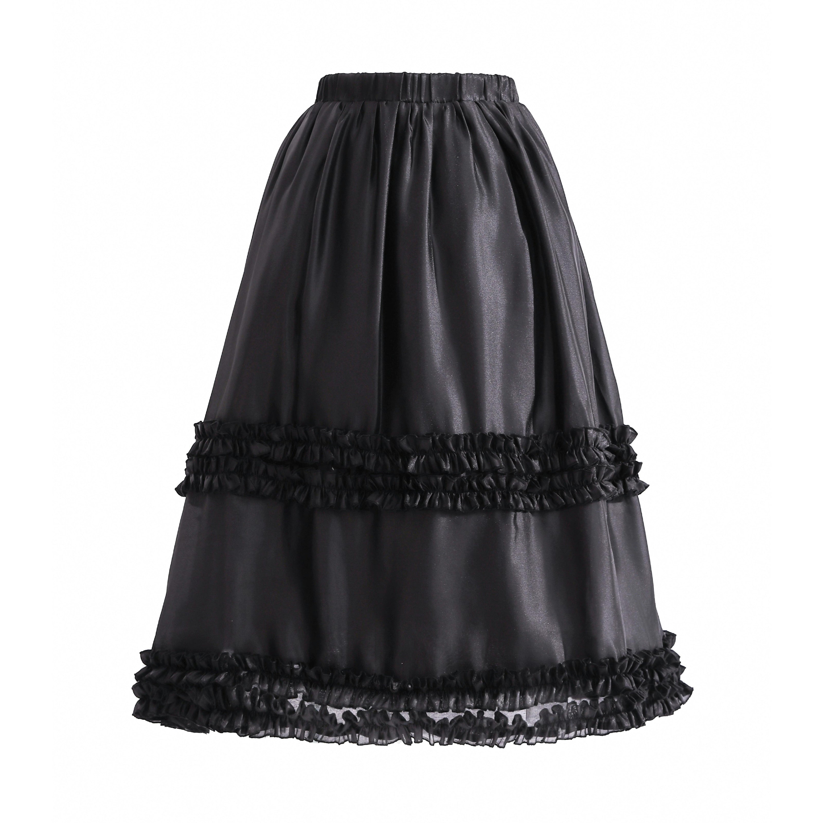 Black Calista Ruffle Skirt Set