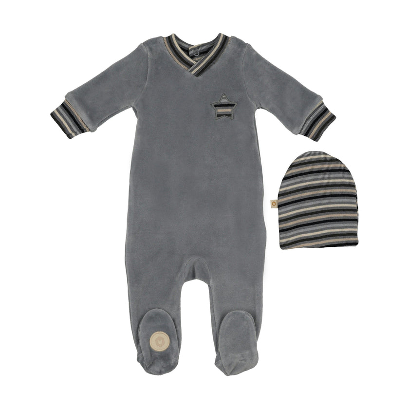 Striped Star Footie & Hat Set