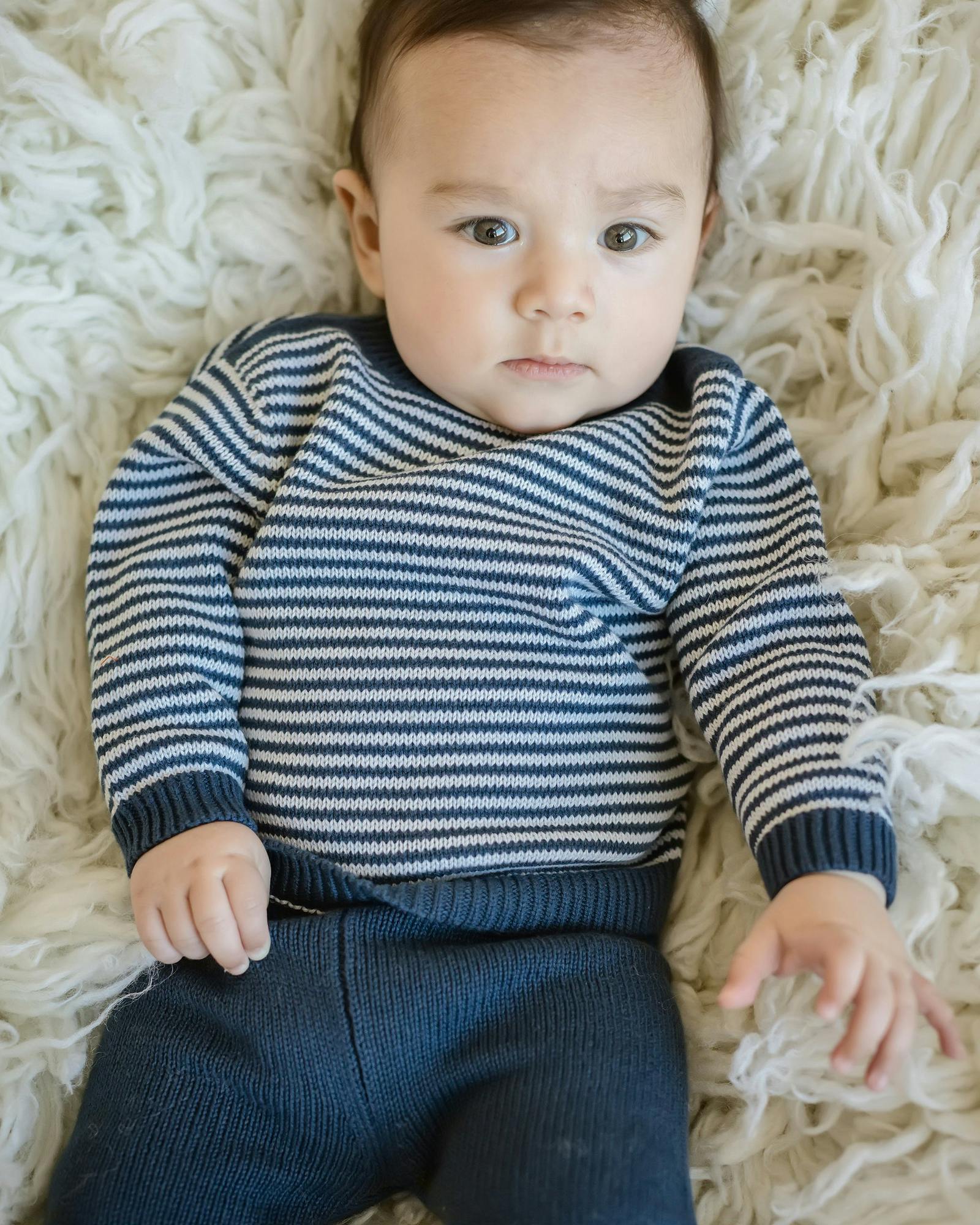 Baby Knit Sweater and Pant Set Navy Stripe
