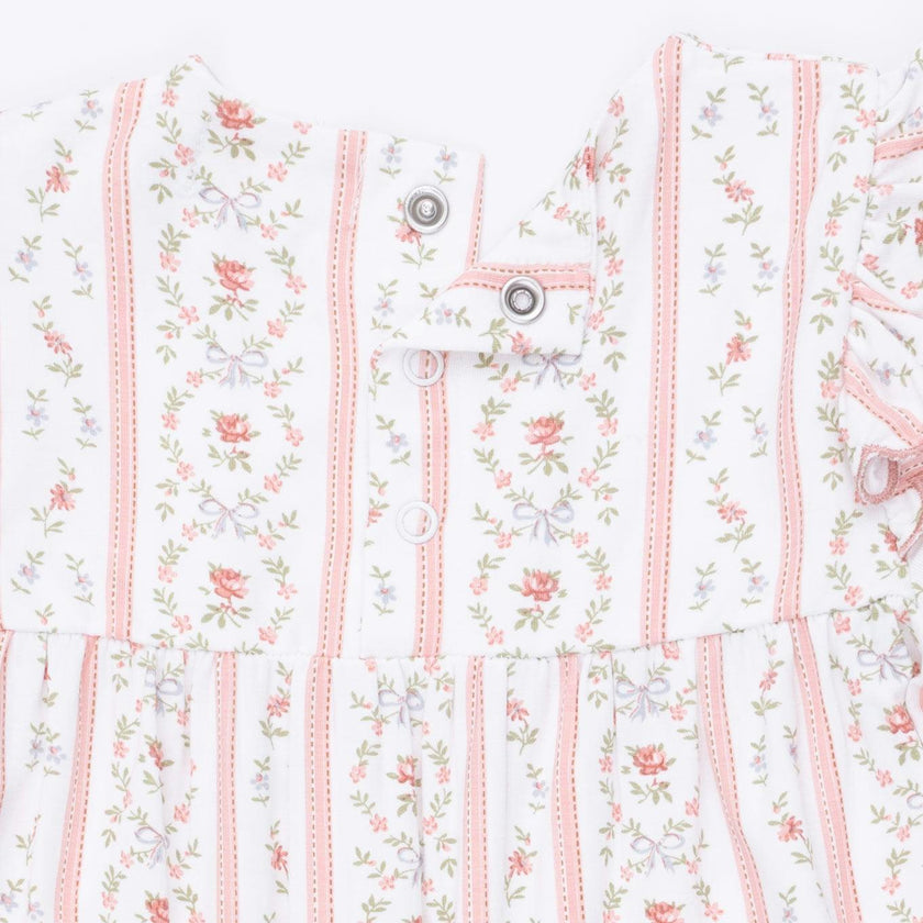 Marnie Rosebud Stripe - Long Sleeve Petal Ruffle Romper