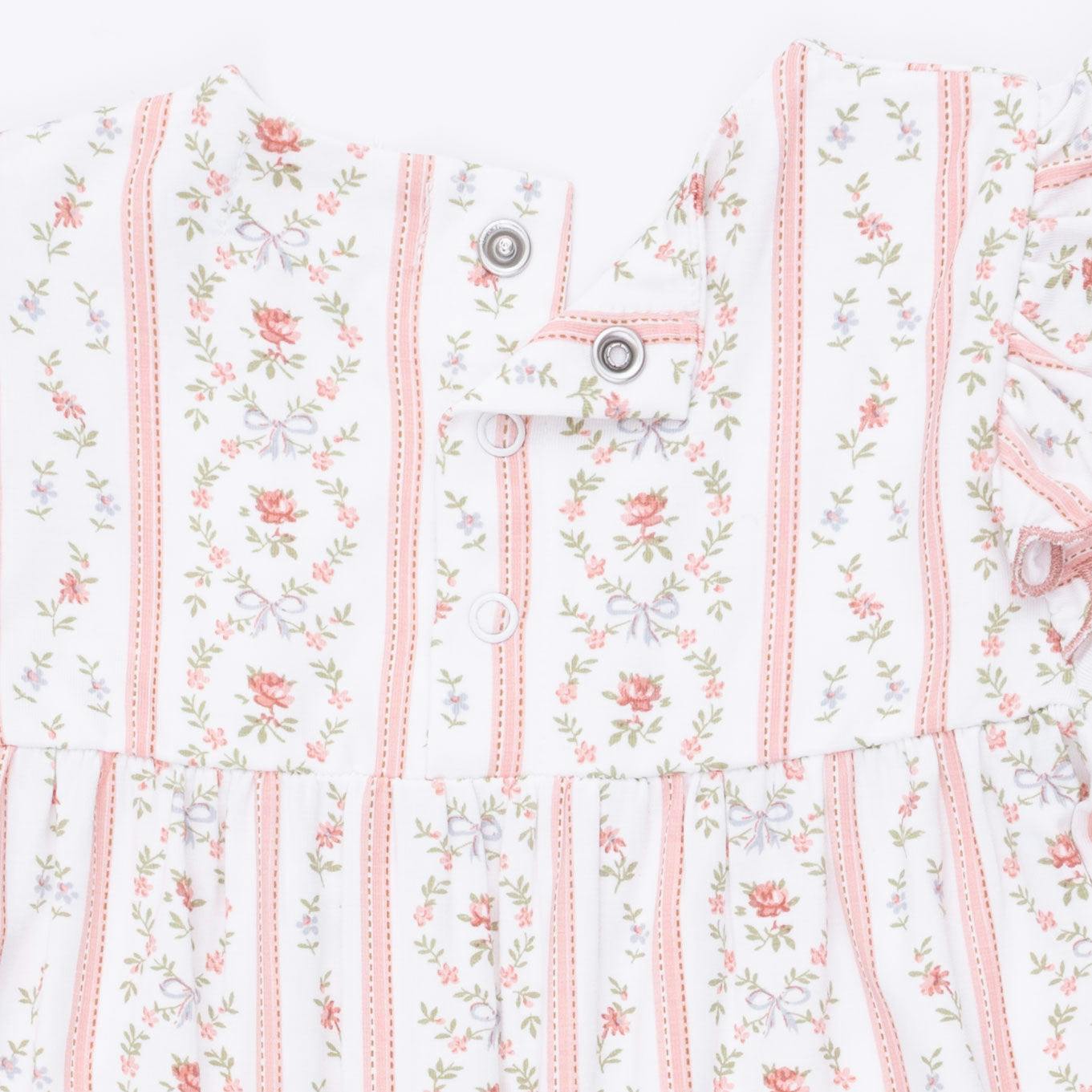 Marnie Rosebud Stripe - Long Sleeve Petal Ruffle Romper