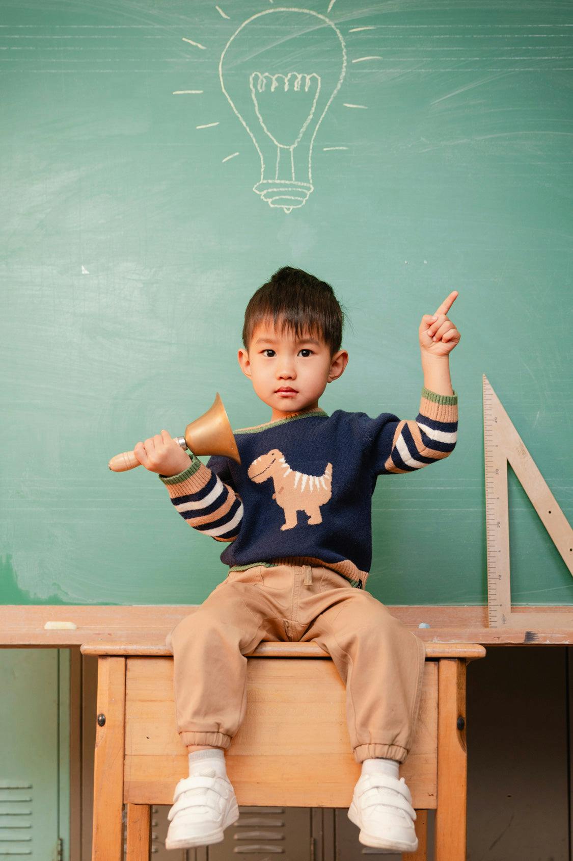 Knit Sweater With Intarsia Dark Blue, Brown And Beige