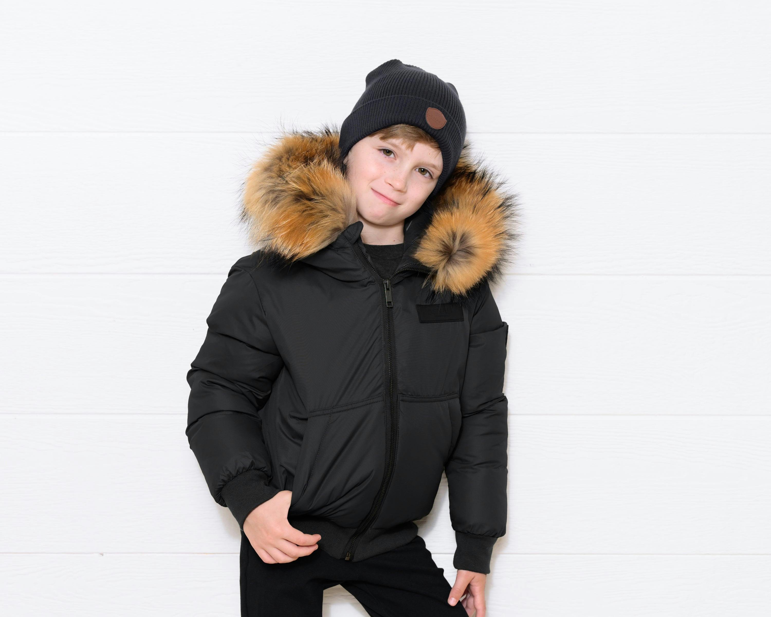 Boys Kangaroo Bomber - Black