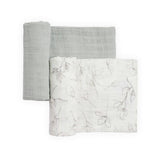 Organic Cotton Muslin Swaddle Blanket 2 Pack - Pencil Floral