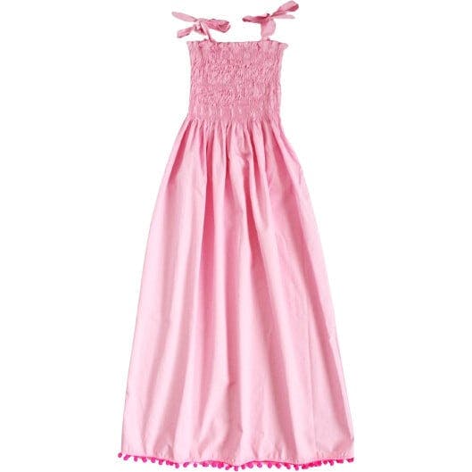 Malta Long Dress with Pompom Pink