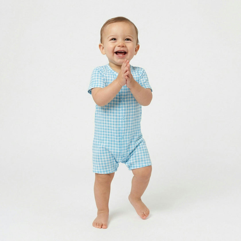 Harbor Gingham Short Sleeve & Shorts Bamboo Sleeper
