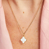 Personalized Enamel Clover Cross Necklace, 14k Gold Plated