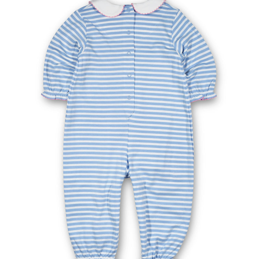Stripe Knit Longall With Embroidered Flowers