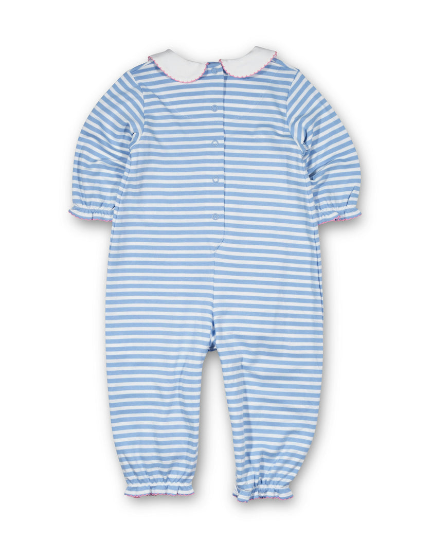 Stripe Knit Longall With Embroidered Flowers