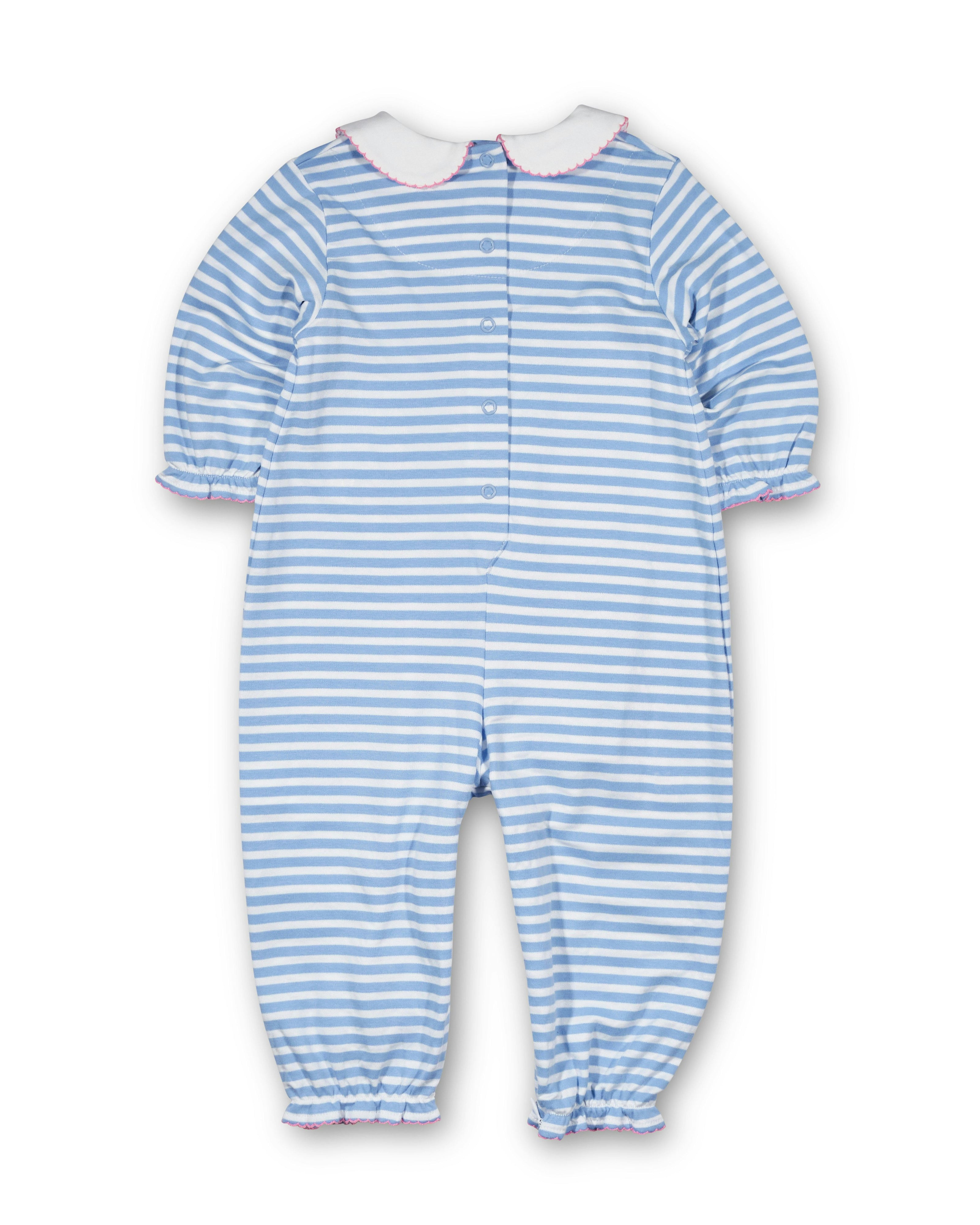 Stripe Knit Longall With Embroidered Flowers