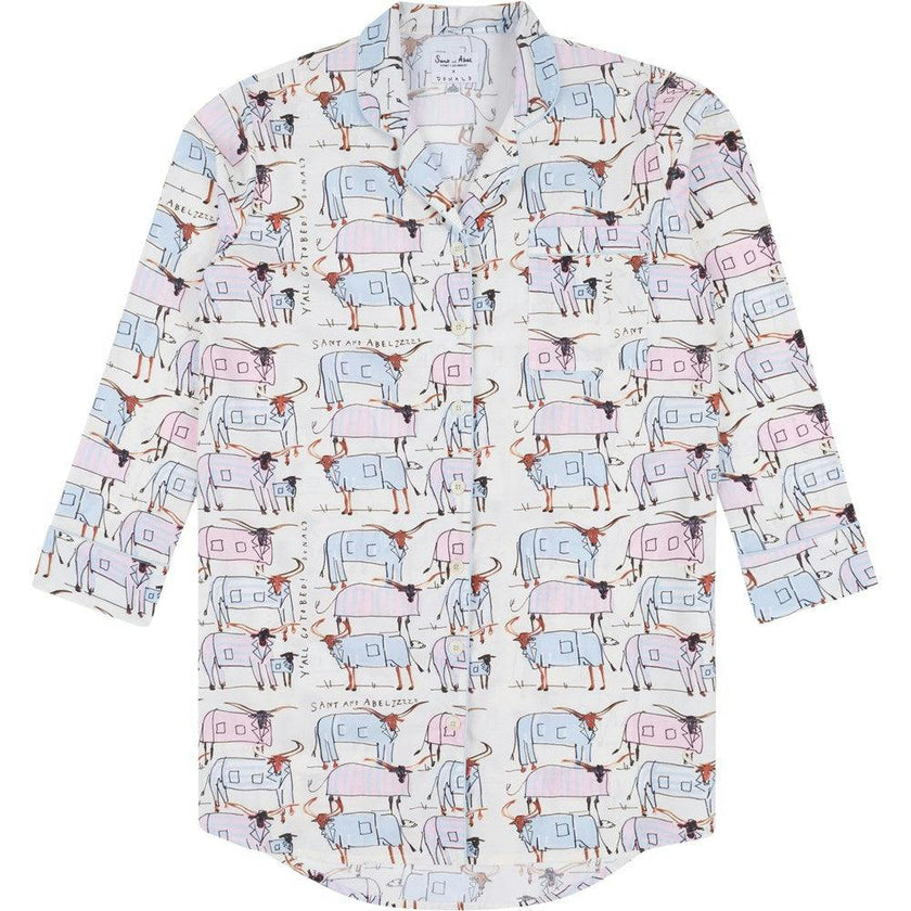Women's Drawbertson Longhorns Night Shirt - Organic Cotton Poplin