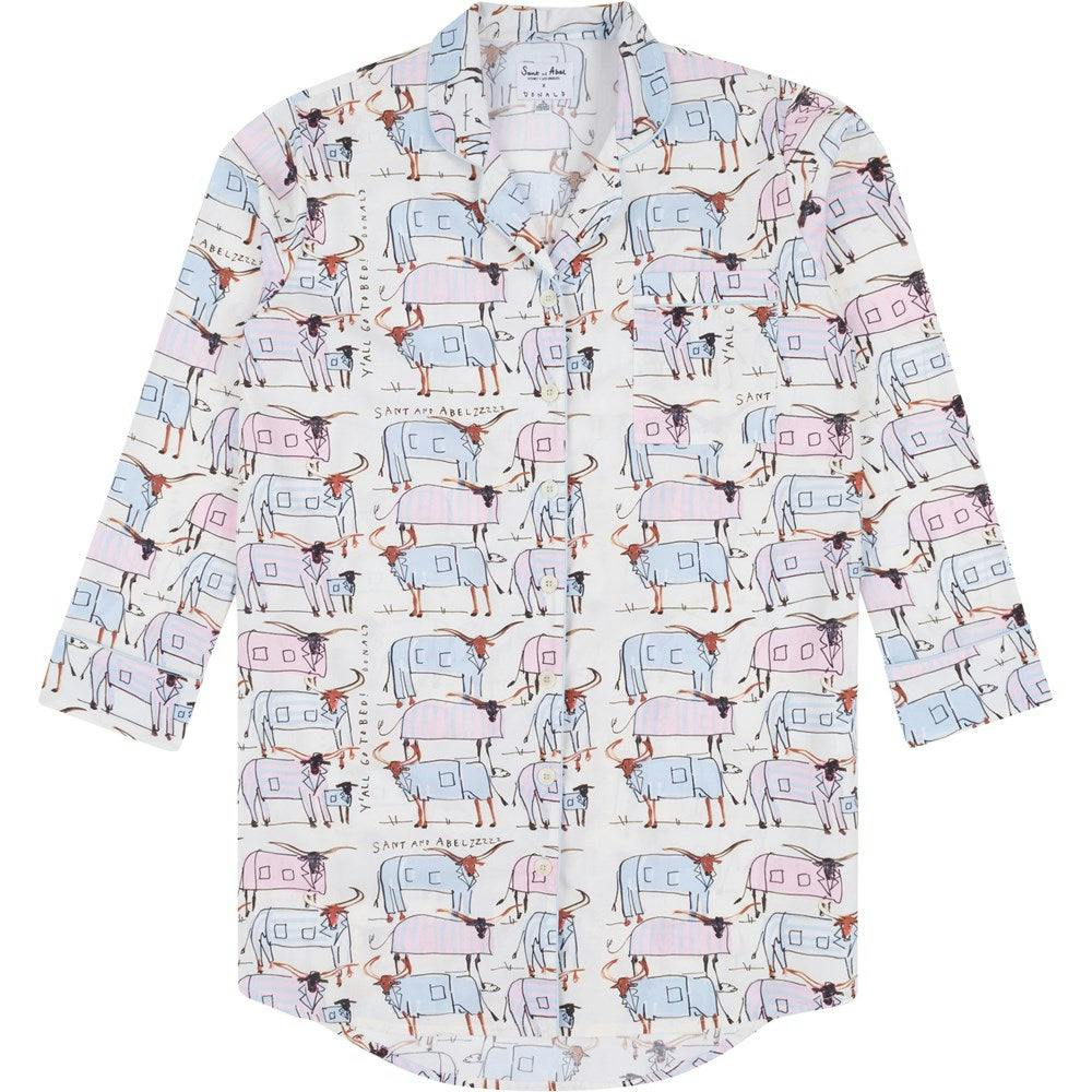Women's Drawbertson Longhorns Night Shirt - Organic Cotton Poplin