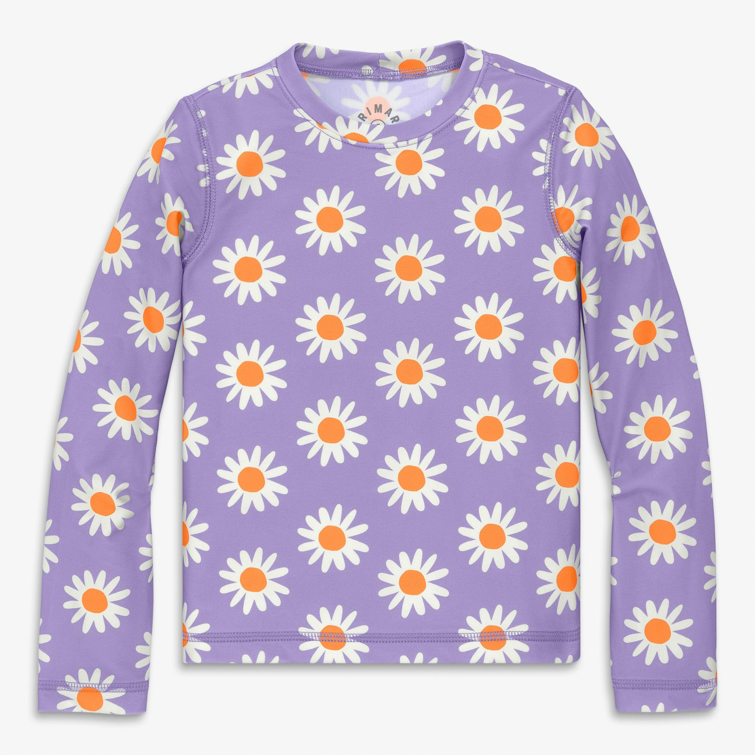 Clearance kids long sleeve swim top in daisies