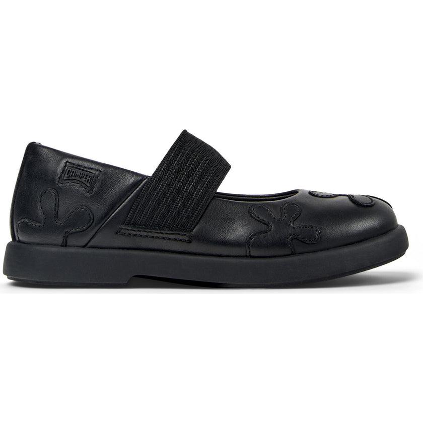 Kids Duet Twins Leather Elastic Strap Mary Jane Shoes, Black