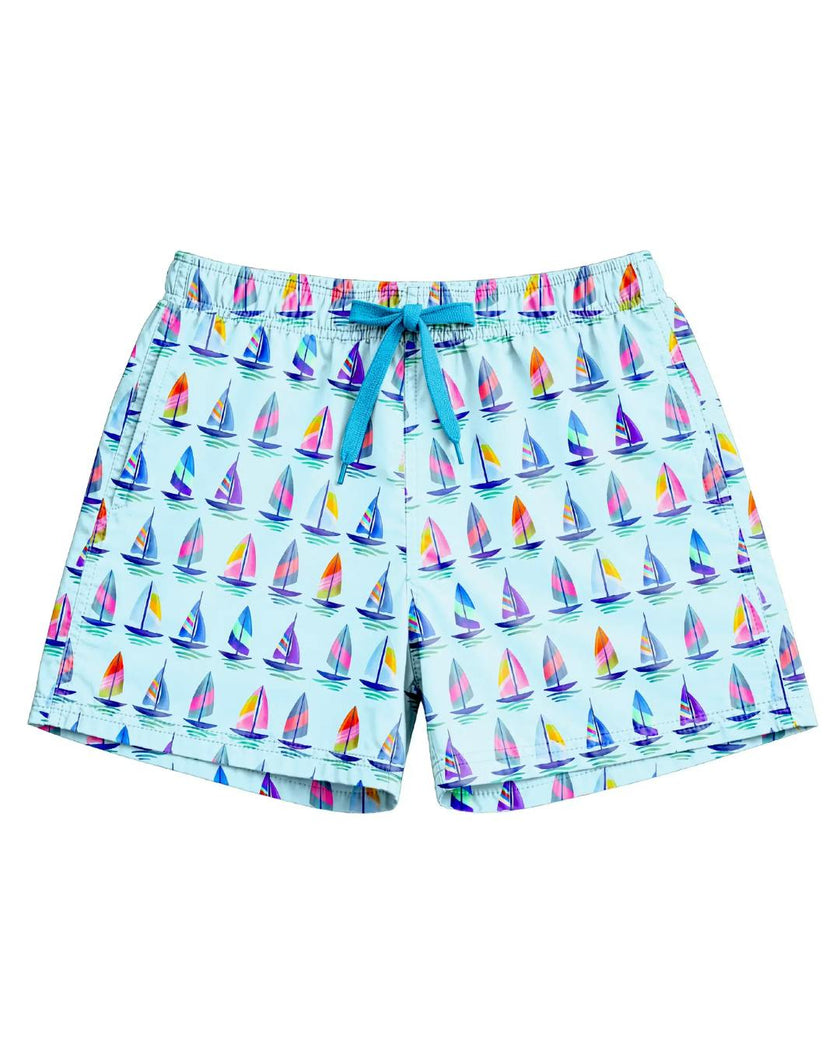 Dylan Boys Sailboat Print Board Shorts