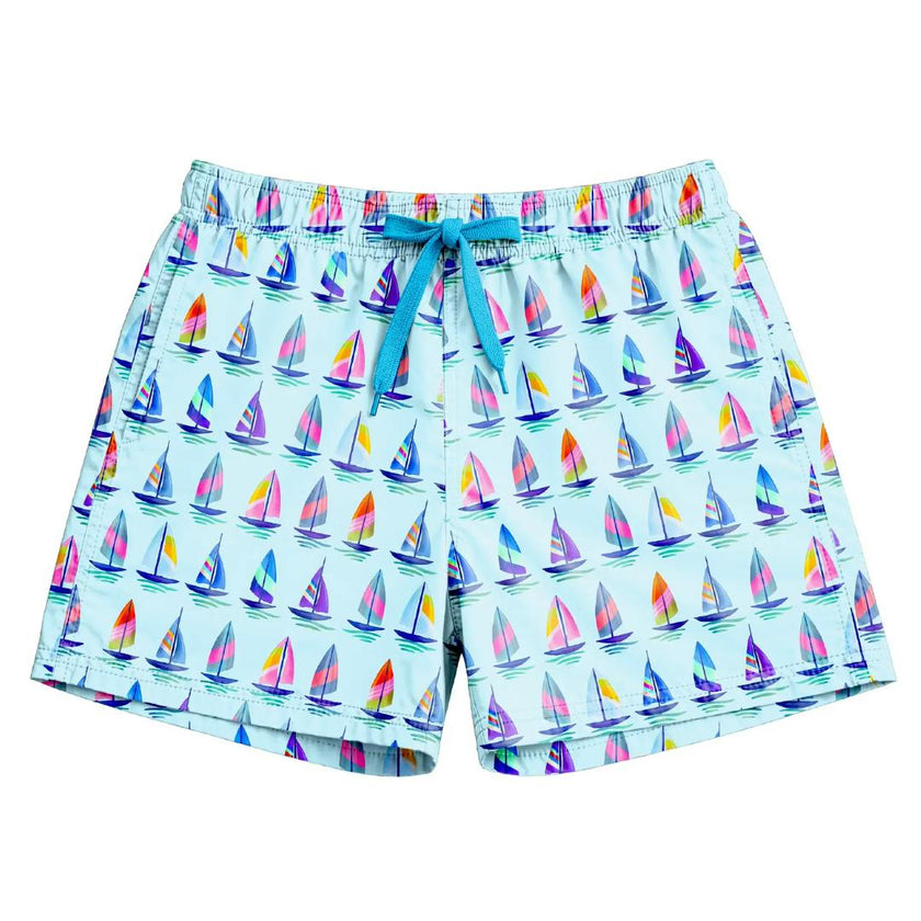 Dylan Boys Sailboat Print Board Shorts