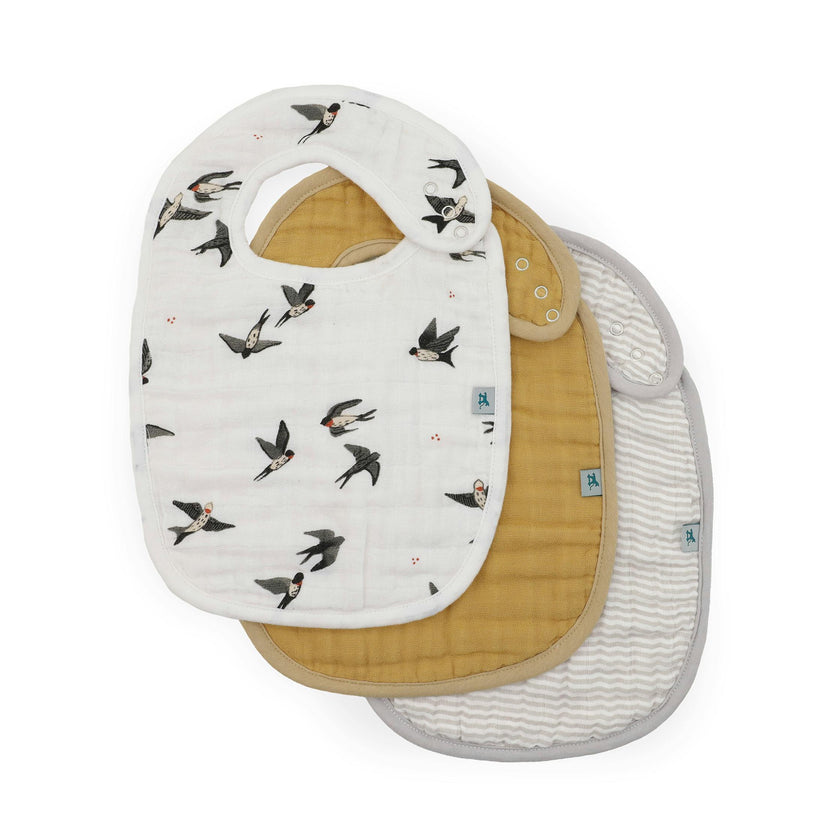 Organic Cotton Muslin Classic Bib 3 Pack - Swallows