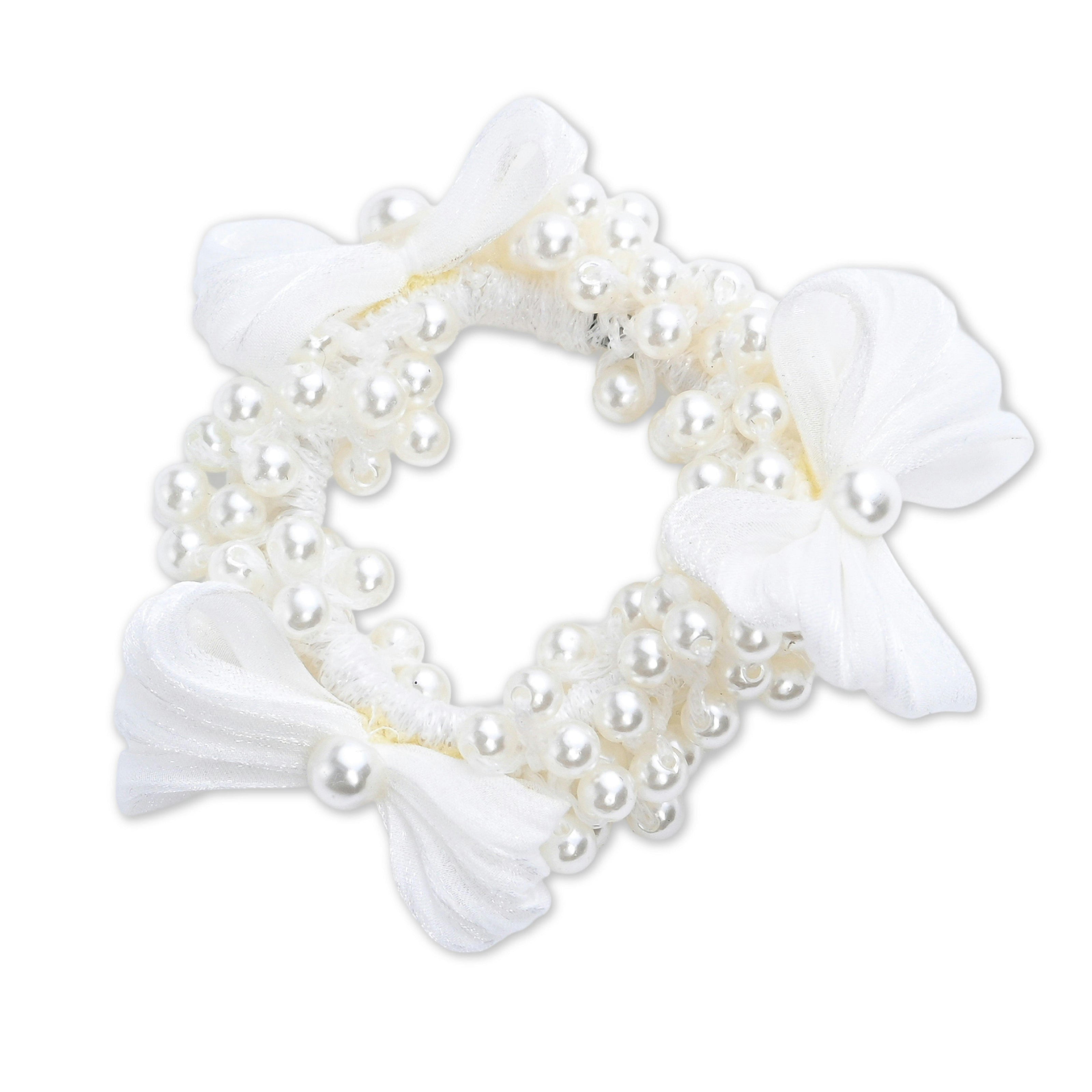 Pearl Cluster Bow Scrunchie Set