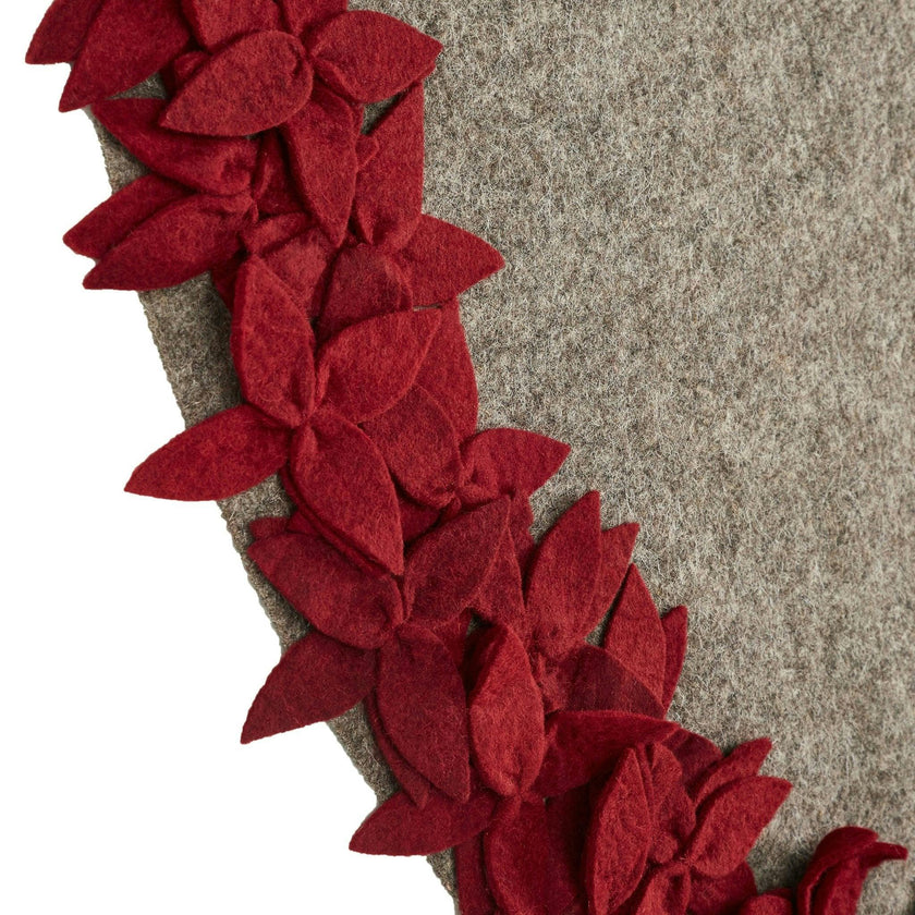 Handmade Overlapping Flowers Christmas Tree Skirt - Natural Red-64"