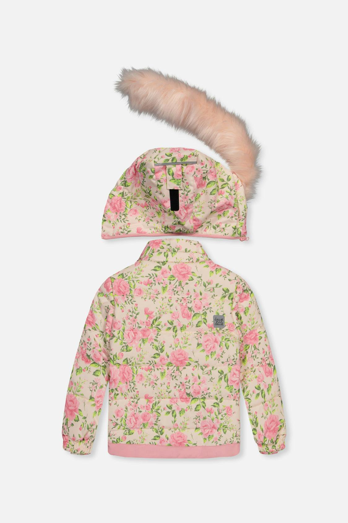Two Piece Play Snowsuit Pink Minit Flower Print With Pink Pants