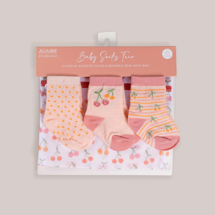 Baby Socks Trios With Zipper Wash Bag