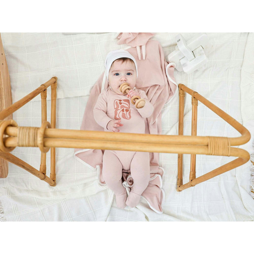 Puff Paint Flower Footie and Beanie Set
