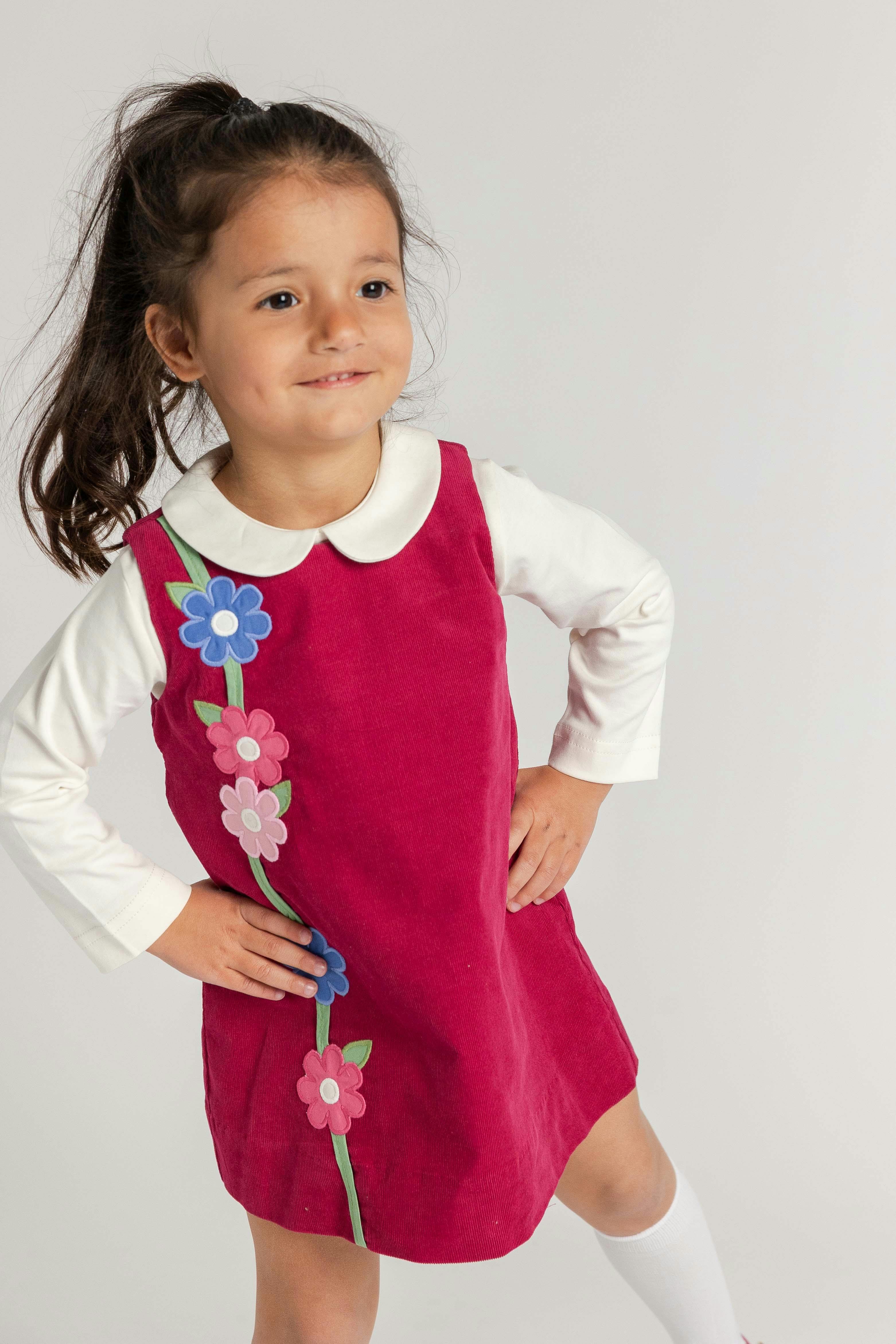 Corduroy Jumper with Flower