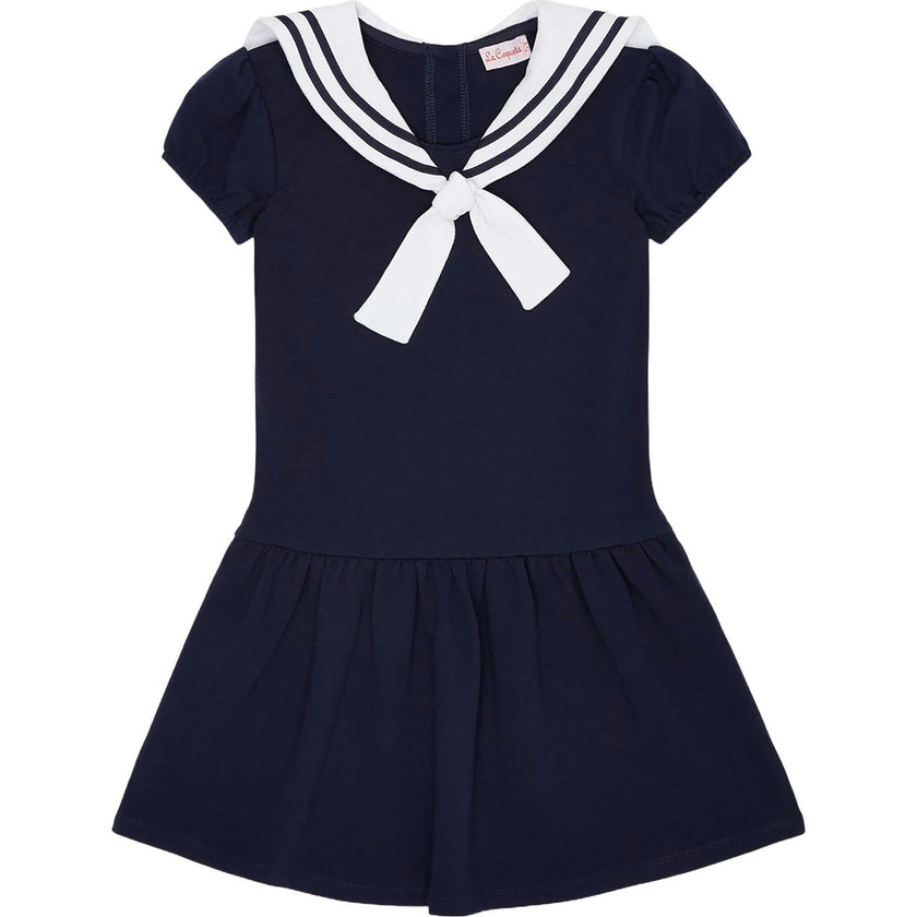Navy Crisanta Girl Nautical Drop Waist Dress