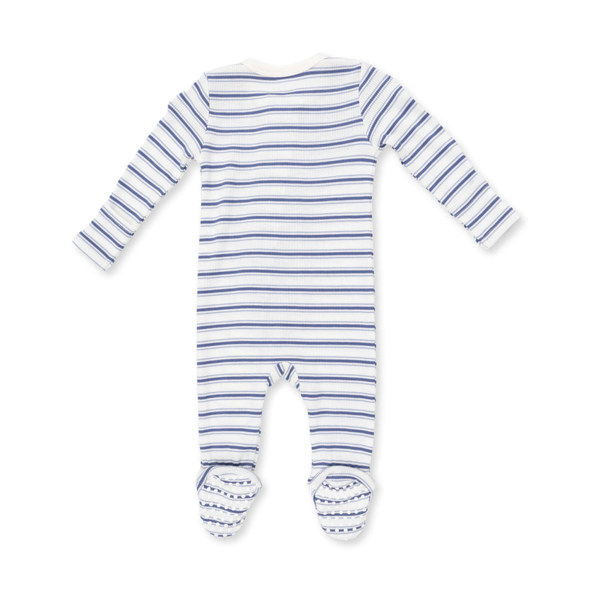 Vintage Stripe Blue - 2 Way Zipper Footie