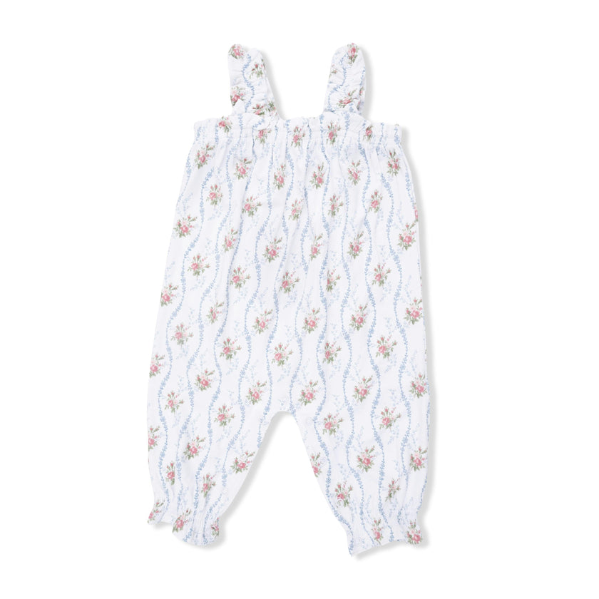 Heirloom Rose Stripe - Ruffly Strap Overall