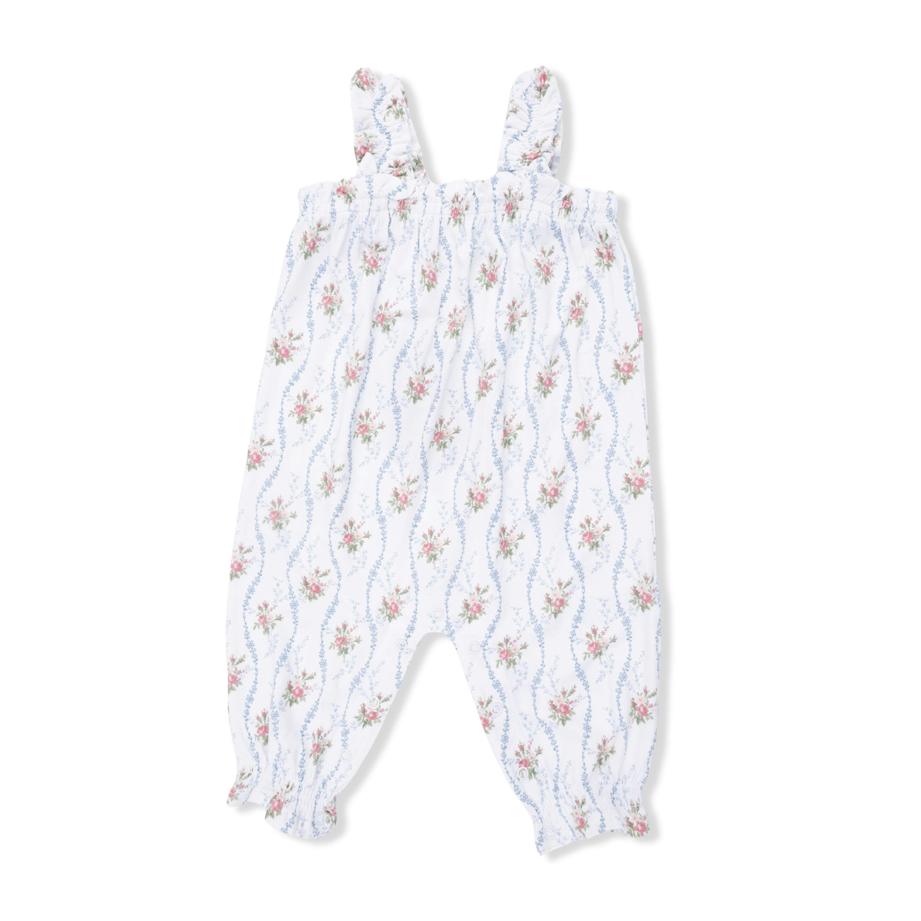 Heirloom Rose Stripe - Ruffly Strap Overall